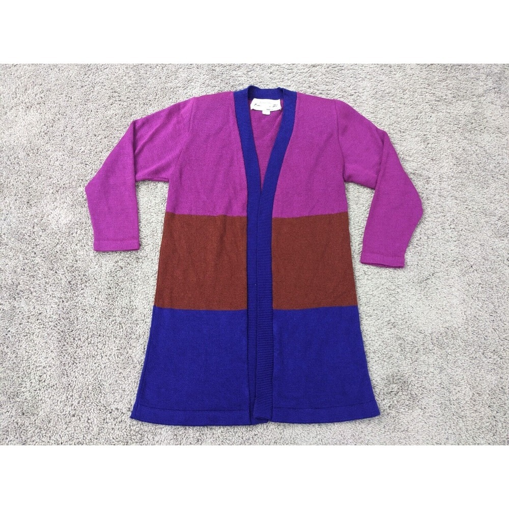 Vintage Neiman Marcus‎ Cardigan Womens Size 8 Ami Knits Open Front Colorblock